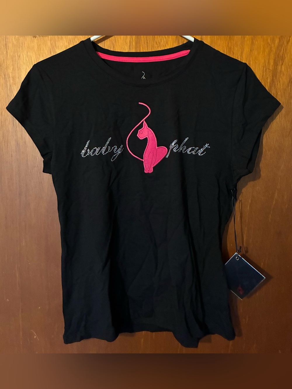 Baby Phat Black Tee with Hot Pink Cat Emblem